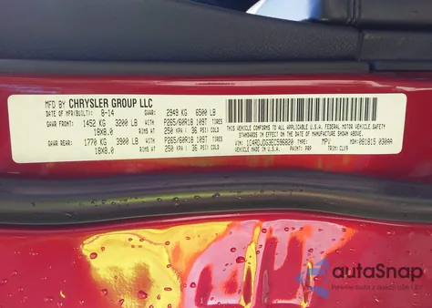 2014 Dodge Durango Limited из США, поврежденный, VIN 1C4RDJDG3EC596820